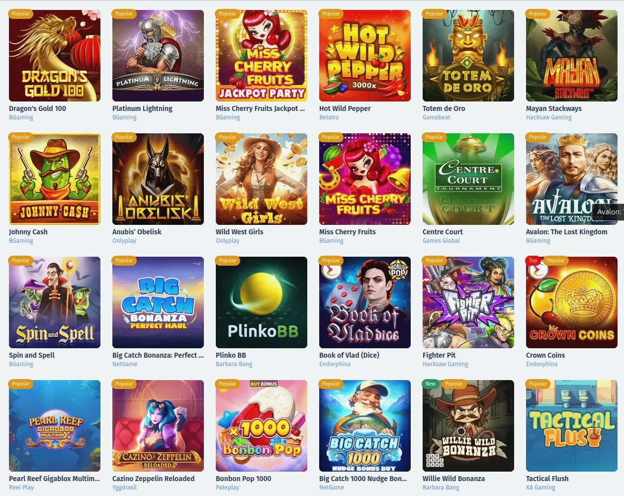 B Casino mobile app interface showing game lobby on smartphone